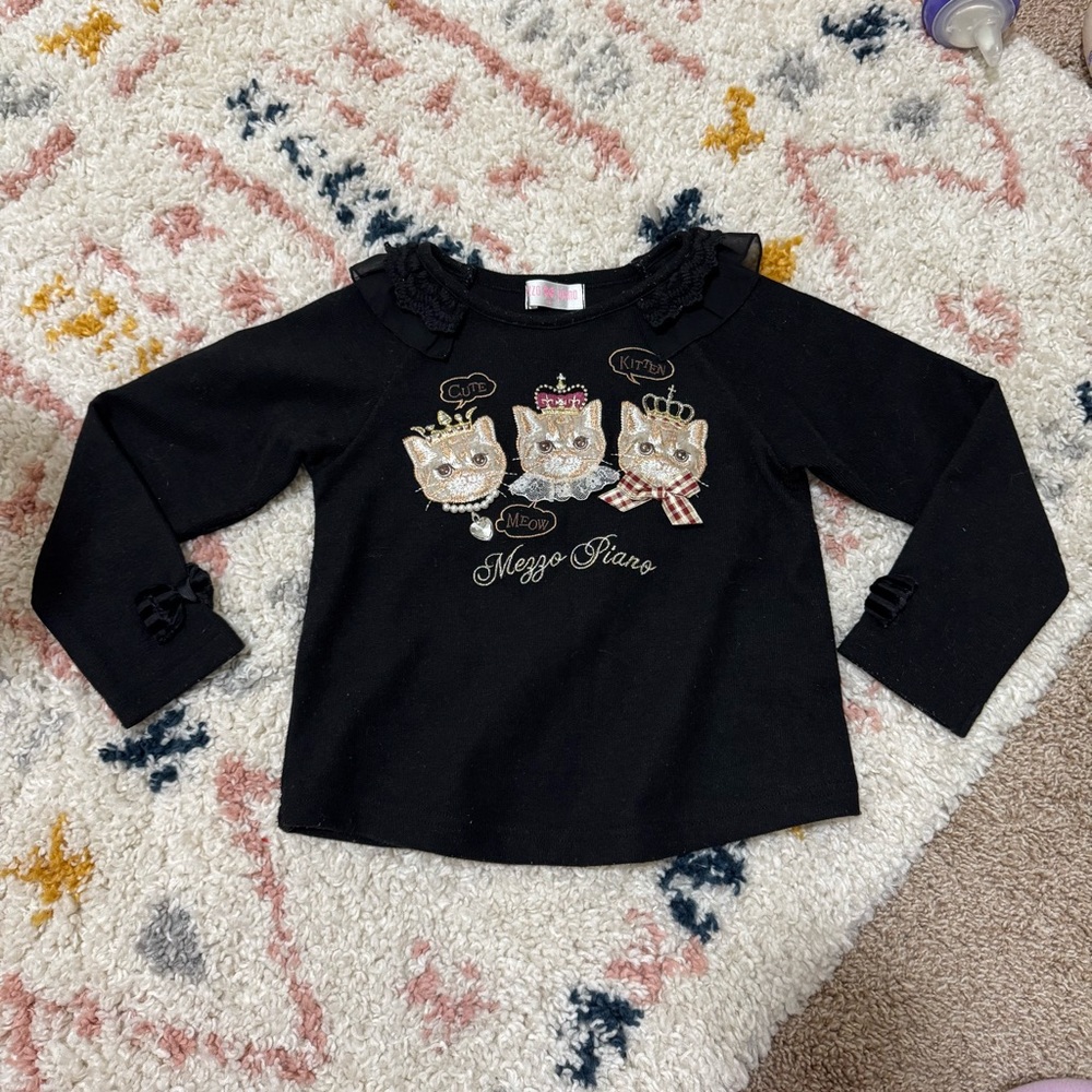 Mezzo piano japan cats embroidery knit top